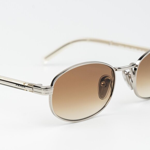 Prada Women Sunglasses Silver Brown Gradient Oval PRB53S 1BC80K NEW AUTHENTIC - Picture 5 of 11
